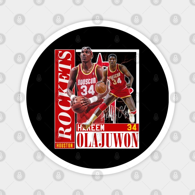 Hakeem Olajuwon The Dream Basketball Legend Signature Vintage Retro 80s 90s Bootleg Rap Style Magnet by CarDE